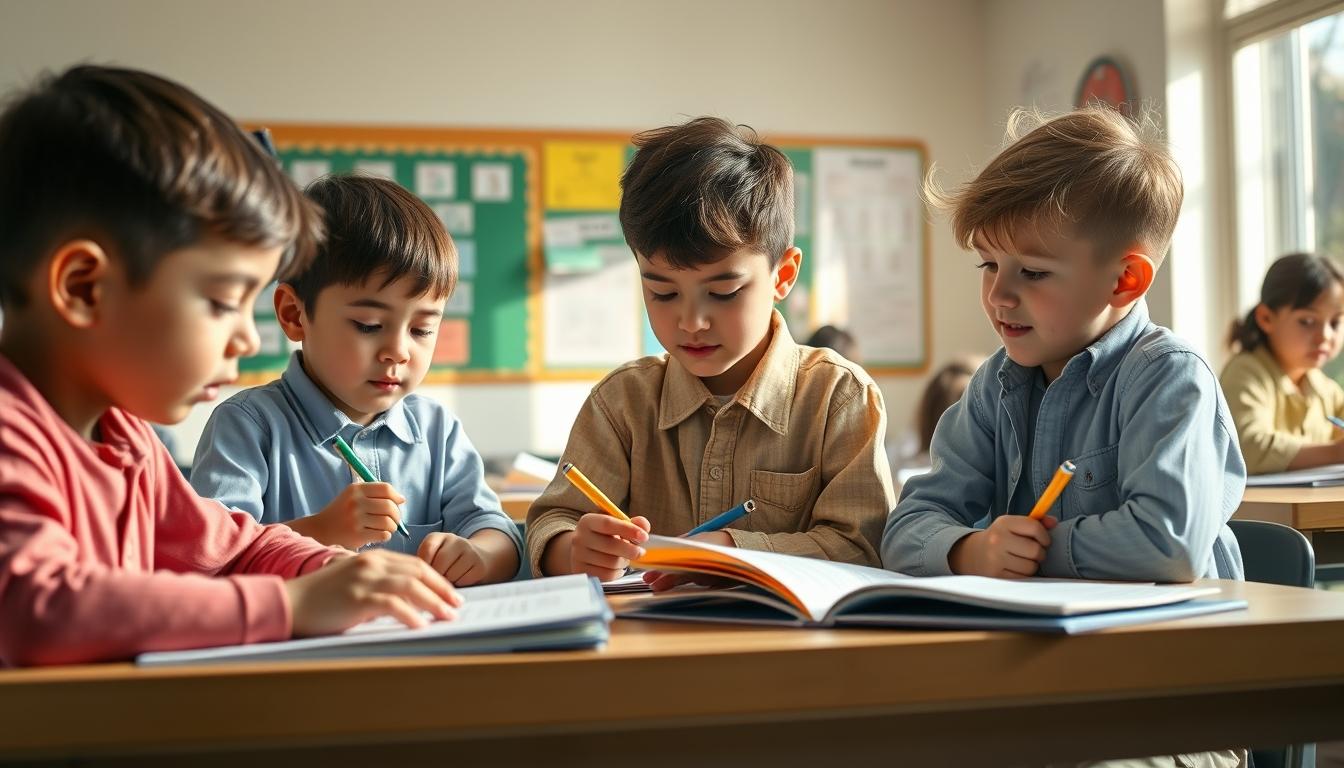 Student using a study guide to organize academic notes